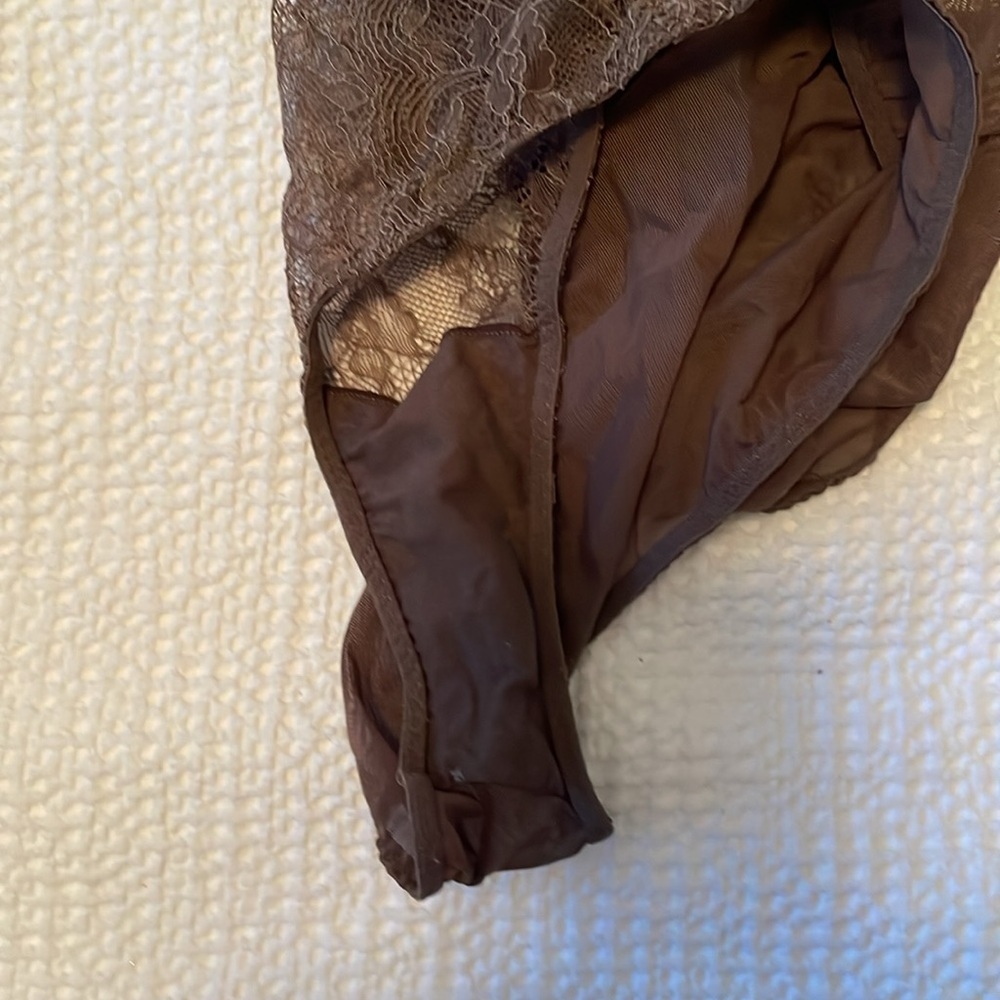 NWOT Victorias Secret Unlined Brown Lace Bra & Panty set 38D/XL - Picture 4 of 10